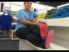 Bbw store worker very ticklish feet