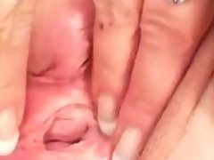 Mature bbw wife is fingering her fat..
